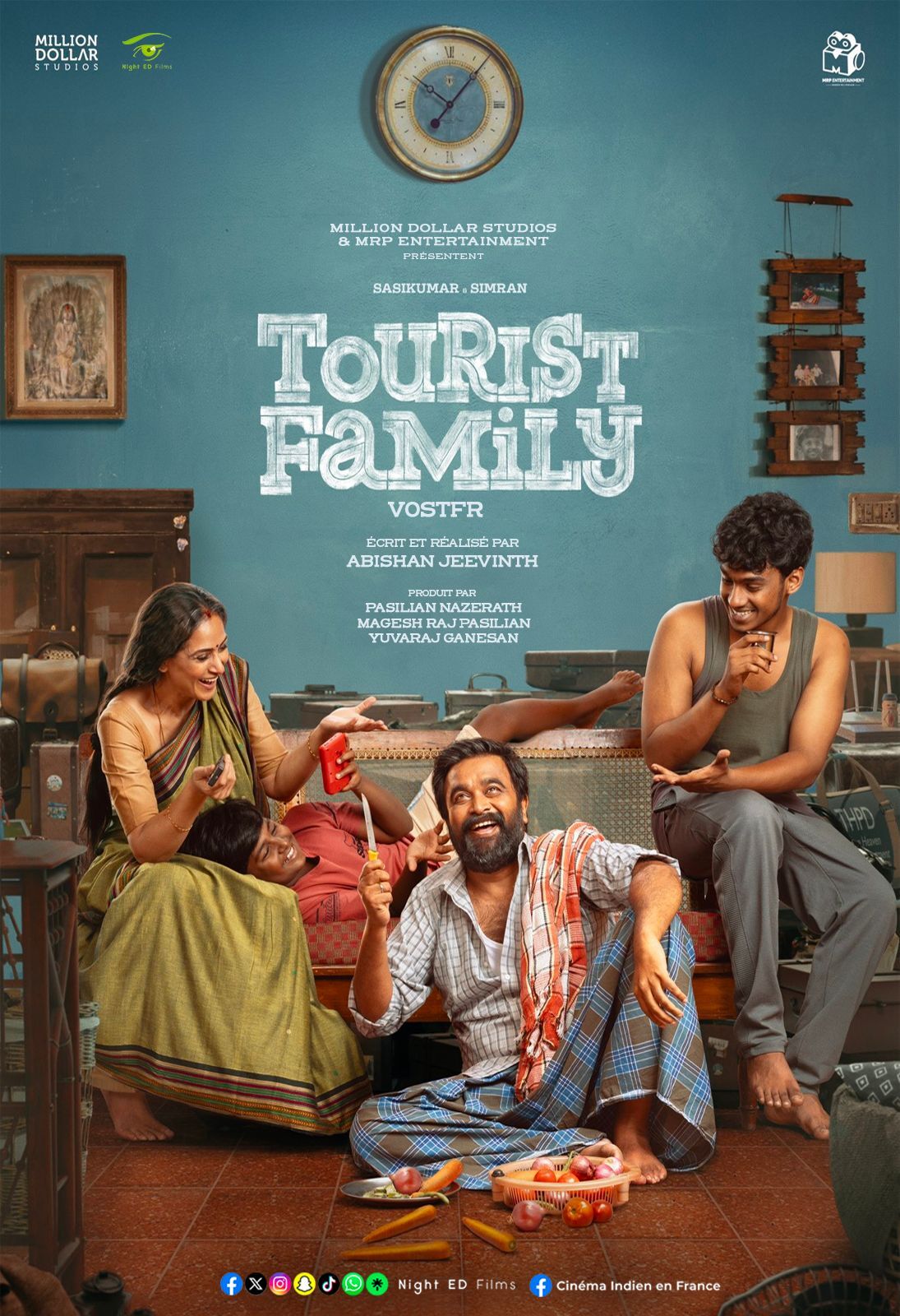 Tourist Family is a 2025 Indian Tamil-language comedy drama film written and directed by Abishan Jeevinth, in his directorial debut. Produced by Million Dollar Studios and MRP Entertainment, the film stars M. Sasikumar, Simran, Mithun Jai Sankar and Kamalesh in the lead roles, alongside Yogi Babu, M. S.